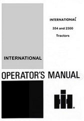 International 354 2300 2300A Tractor Operators Manual