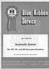 INTERNATIONAL No 101 151 181 Harvester Hydraulic Manual