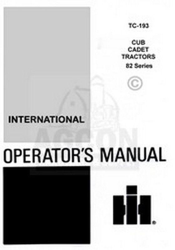 INTERNATIONAL CUB CADET 82 Series Parts Catalog Manual