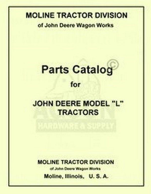 John Deere L Tractor Parts Manual Catalog JD 1937-1946