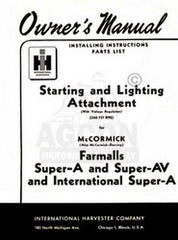 INTERNATIONAL FARMALL Super A Starting Lighting Manual