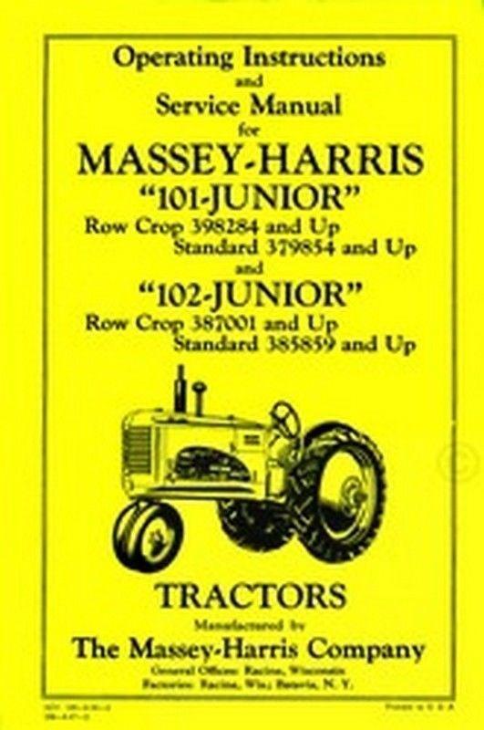 Massey Harris 101 102 Junior Operators Service Manual