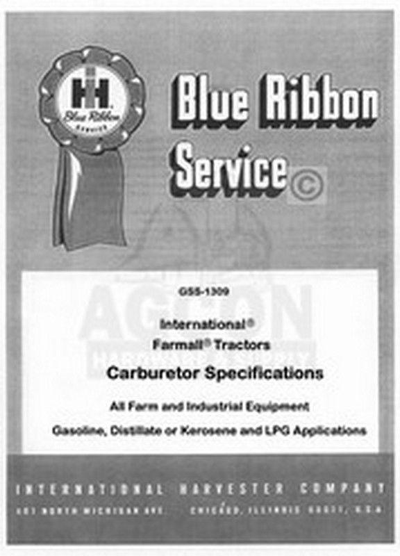 Farmall International Carburetor Specs. Service Manual