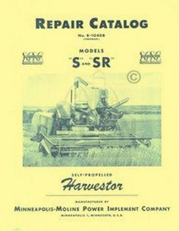 Minneapolis Moline S SR Harvestor Parts Manual Catalog