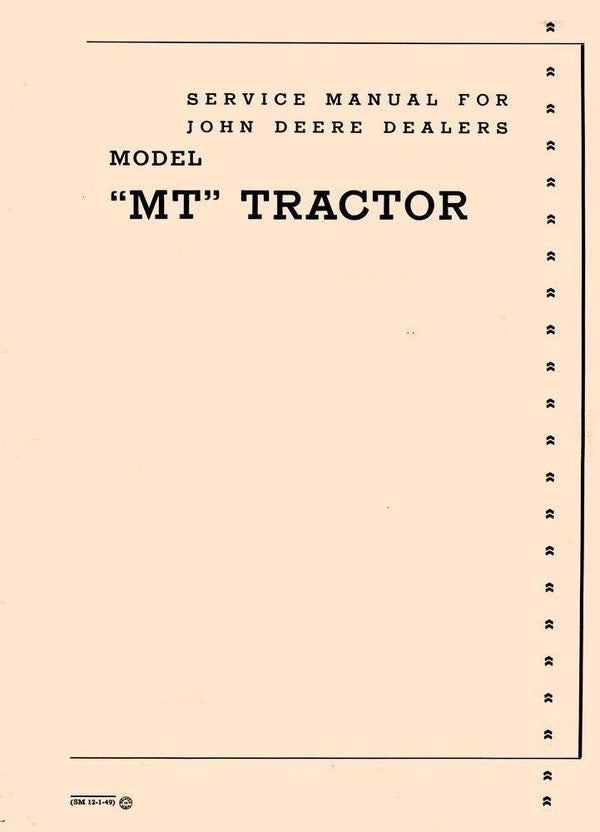 John Deere M MT Series Tractor Service Shop Manual 2002