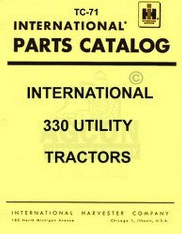 International 330 Utility Parts Catalog Manual IH