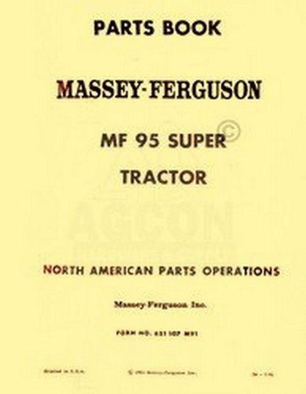 Massey Ferguson MF Super 95 Tractor Parts List Manual