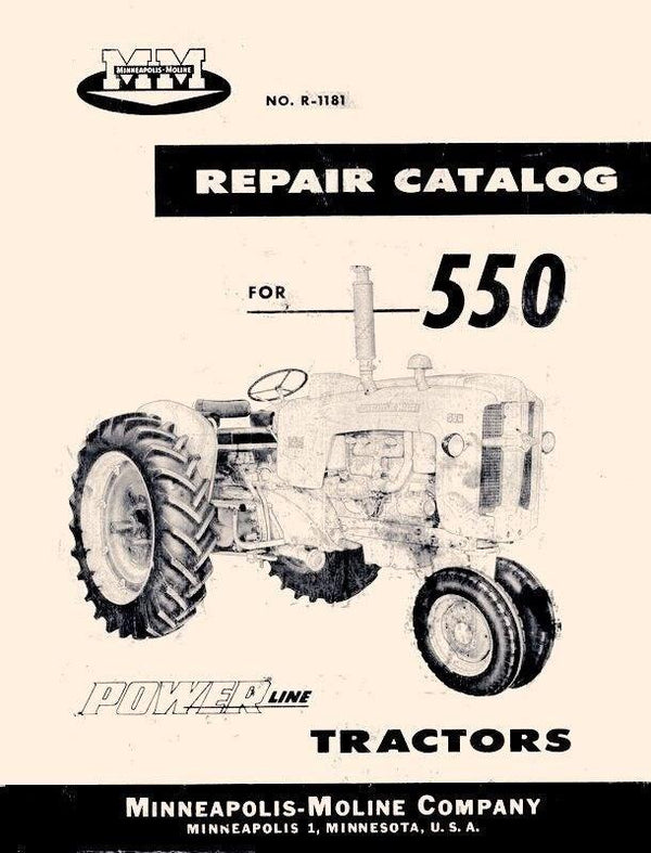 Minneapolis Moline 550 Power Parts Manual Catalog 1181