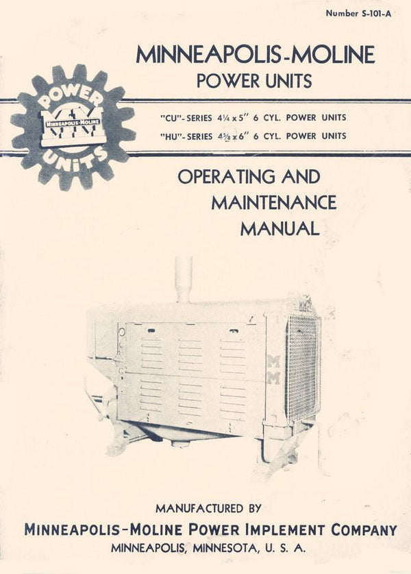 Minneapolis Moline CU HU Power Unit Operators Instruction and Service Manual