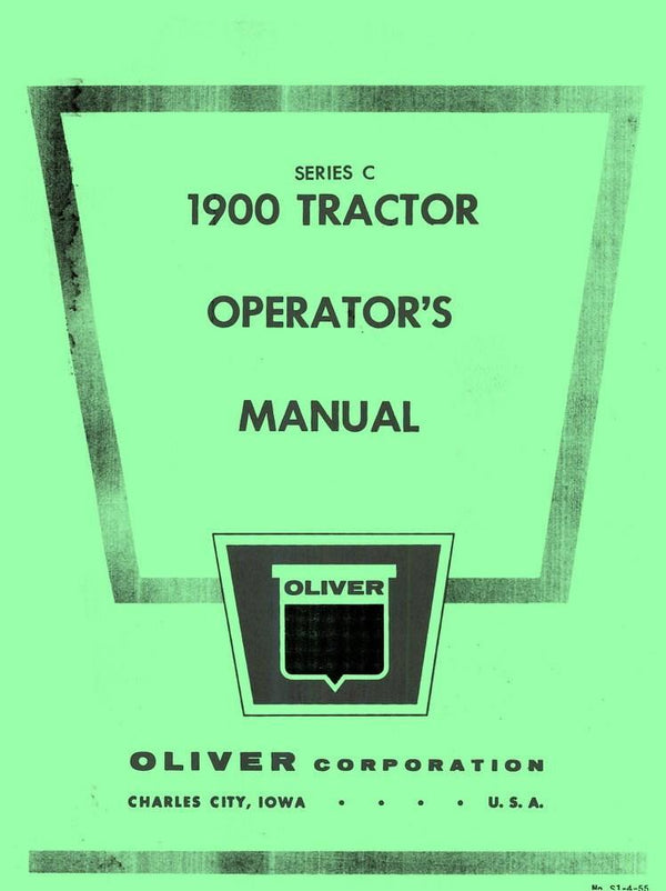 Oliver White Model 1900 Series C Tractor Operators Manual