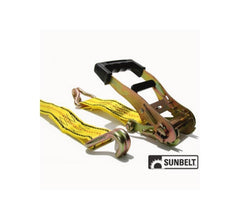 27' X 2" Ratchet Yellow Webbing Large Bar Handle Double J Hooks Cut B1310701