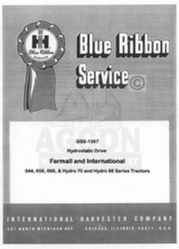 International Farmall 544 656 666 Hydro 70 86 Hydrostatic Drive Service Manual