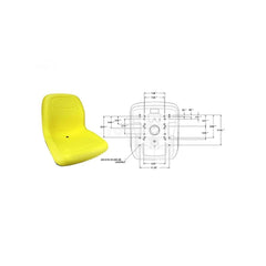 18" High Back Seat Yellow Fits John Deere Vg11696