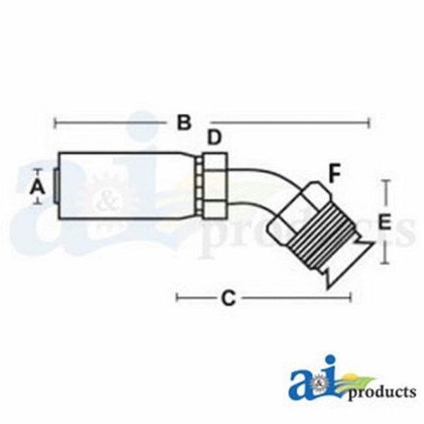 (Hw-Mix45) Sae Male Inverted - Sae 45Degree - Swivel - 45Degree Elbow