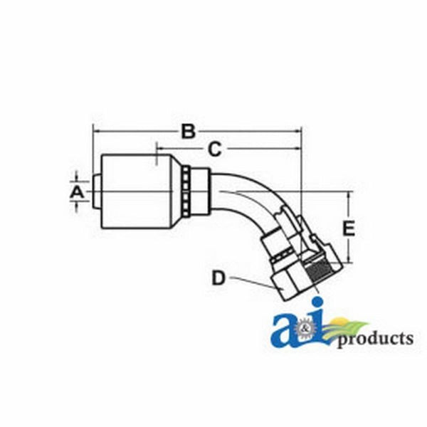 (Hw-Fjx45) Female Jic 37Degree - Swivel - 45Degree Elbow FJX45-08-08-W