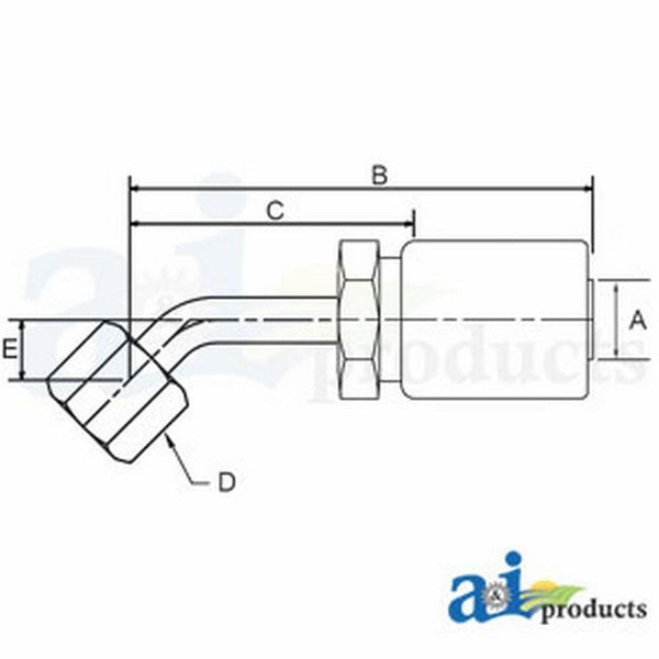 (Hc-Fsx45) Female Sae 45Degree - Swivel - 45Degree Elbow FSX45-06-06