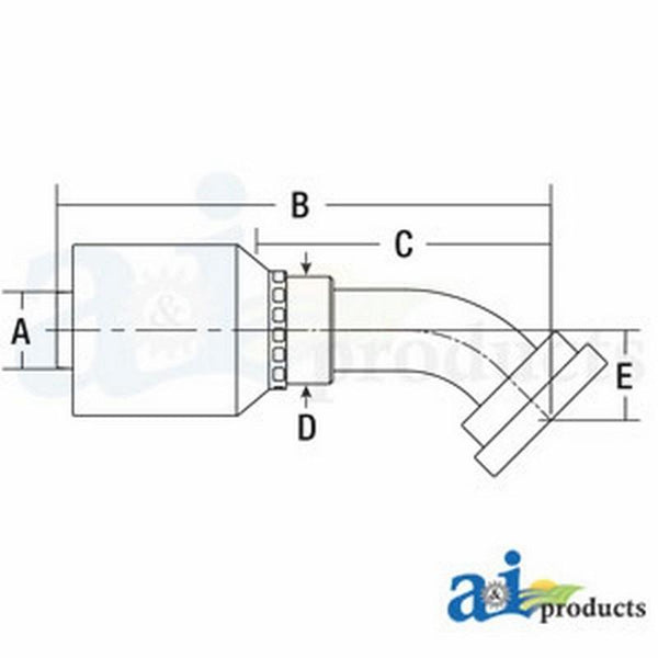 (Hw-C61) Code 61 Flange Head - 45Degree Elbow C6145-12-12-W