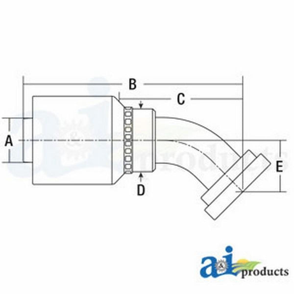 (Hw-C61) Code 61 Flange Head - 45Degree Elbow C6145-16-16-W