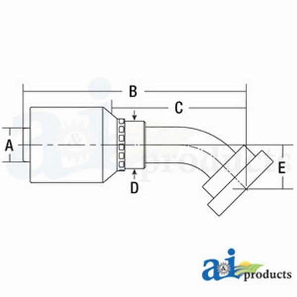 (Hw-C62) Code 62 Flange Head - 45Degree Elbow C6245-12-12-W