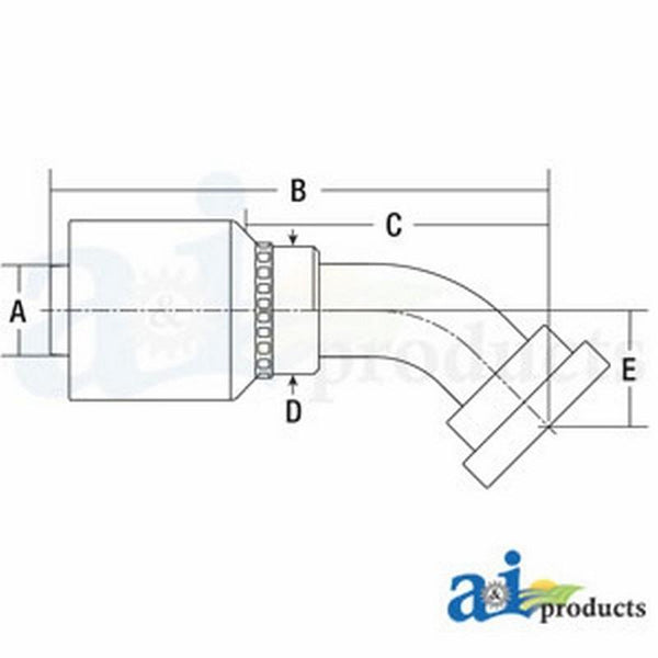 (Hw-C62) Code 62 Flange Head - 45Degree Elbow C6245-16-16-W