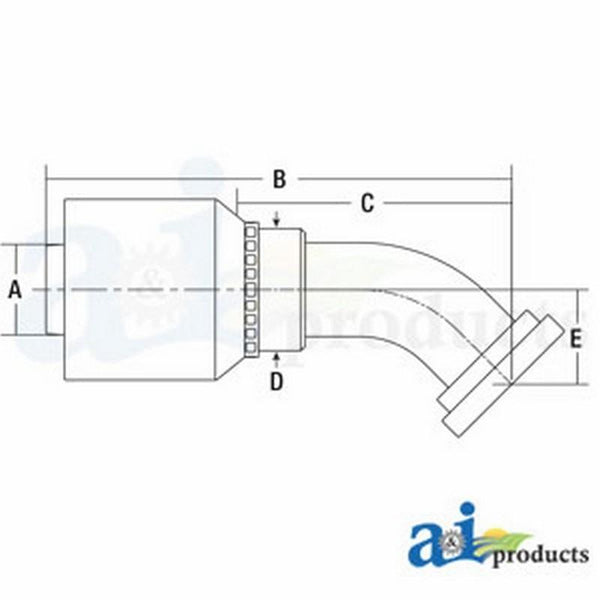 (Hw-C61) Code 61 Flange Head - 45Degree Elbow C6145-20-20-W