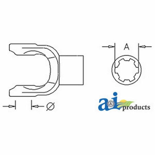 Implement Yoke, Splined 1 3/4" - 20 Spline, Slide Style BP203063851