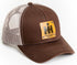 Brown International Harvester Faux Leather Emblem Hat With White Mesh Back