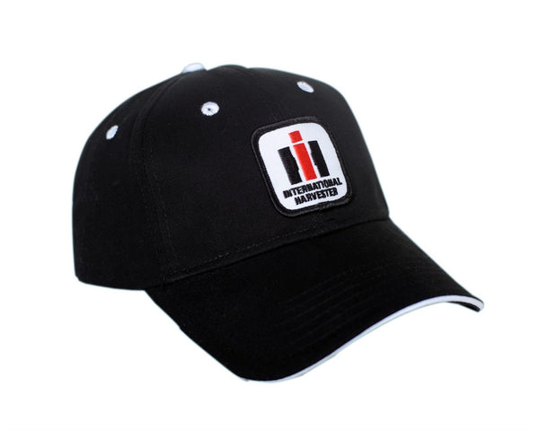 International Harvester Logo Solid Black Hat With White Accents Cap Gift IH