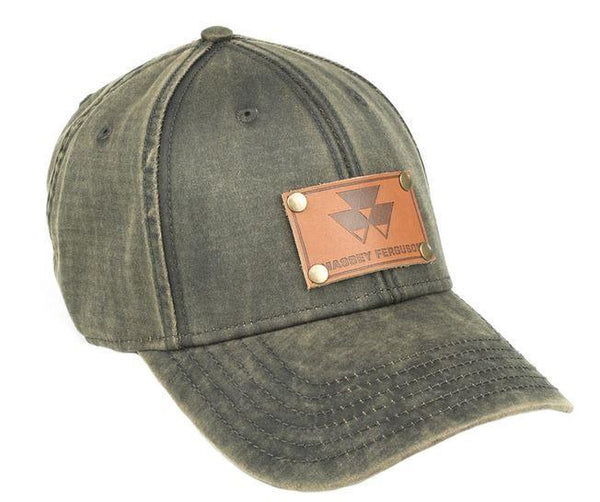 Oil Distressed Massey Ferguson Faux Leather Emblem Hat