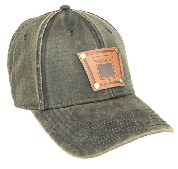 Oil Distressed Keystone Oliver Faux Leather Emblem Hat