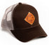 Brown Mesh Vintage Allis Chalmers Logo Hat Faux Leather Emblem