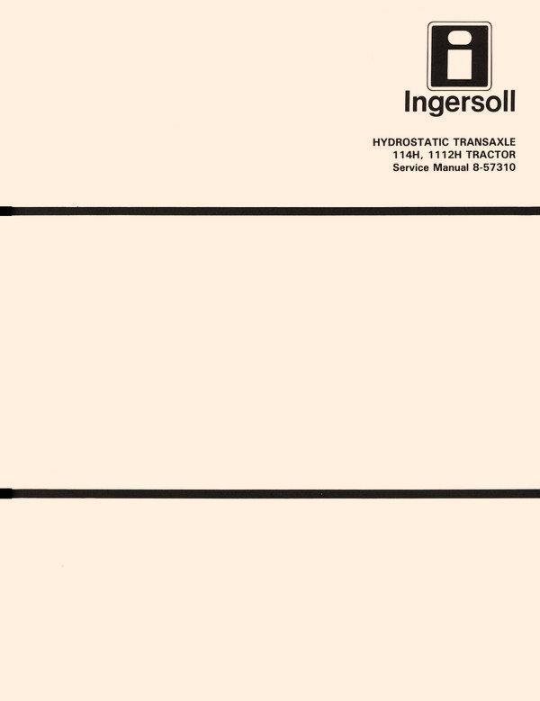 Case Ingersoll Hydrostatic Transaxle 114H 1112H Tractor Service Manual
