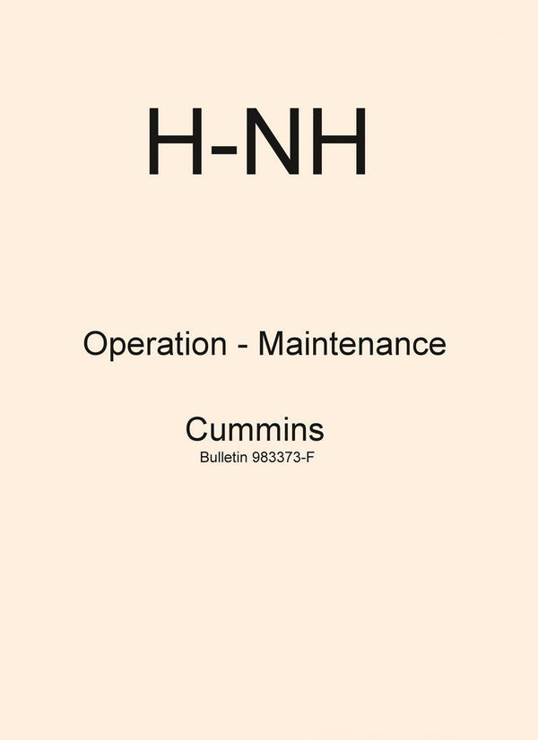Cummins H-NH Maintenance Operators Manual