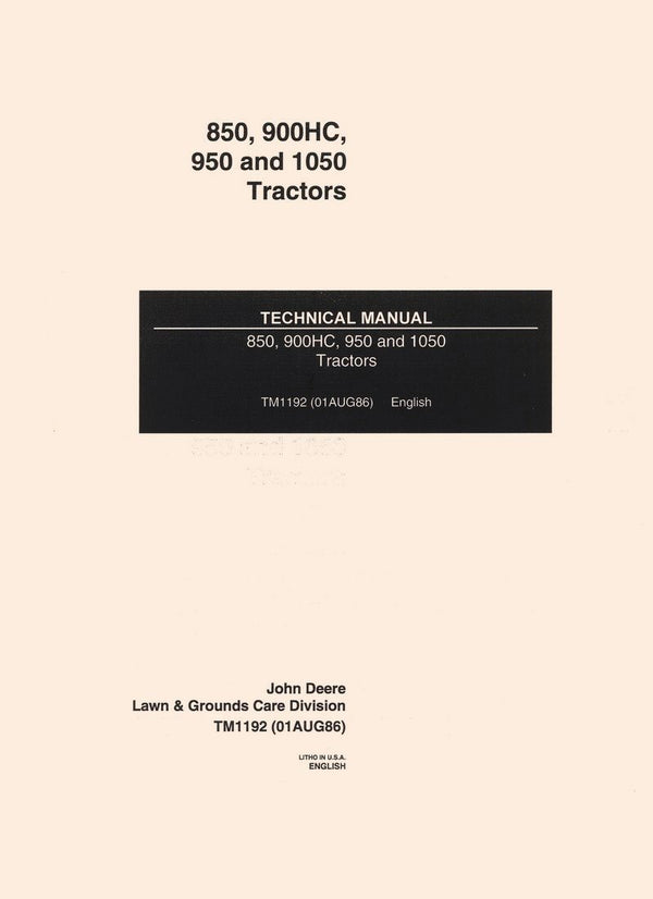 John Deere 850 900HC 950 1050 Service Manual