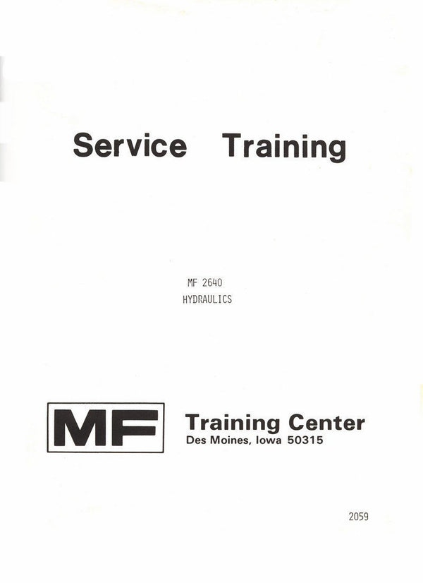 Massey Ferguson MF 2640 Hydraulic Service Training Manual